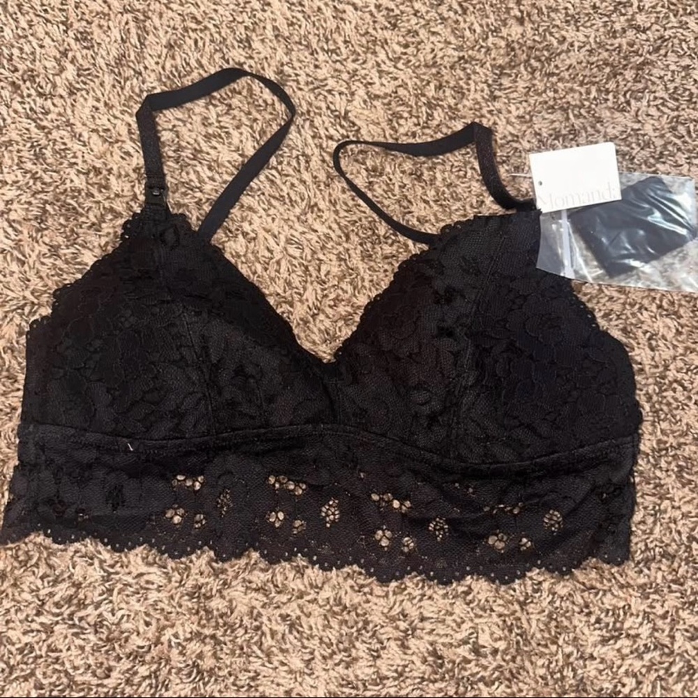 Black Lace Triangle Cup nursing Bra with Adjustable Straps